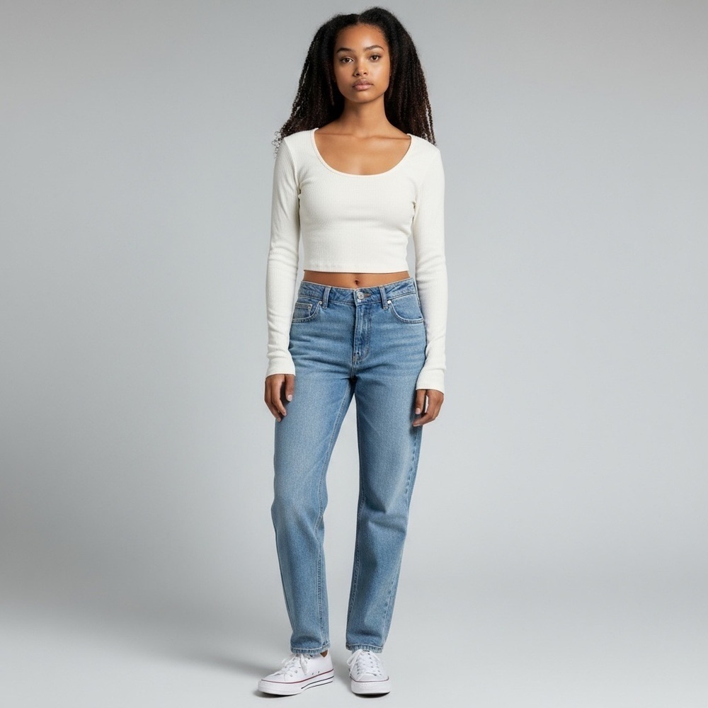 White Long Sleeve Crop Top